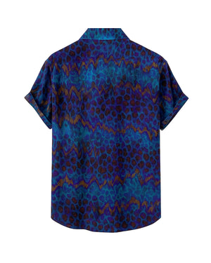 Blue Leopard Men’s Short Sleeve Button-Up Shirt