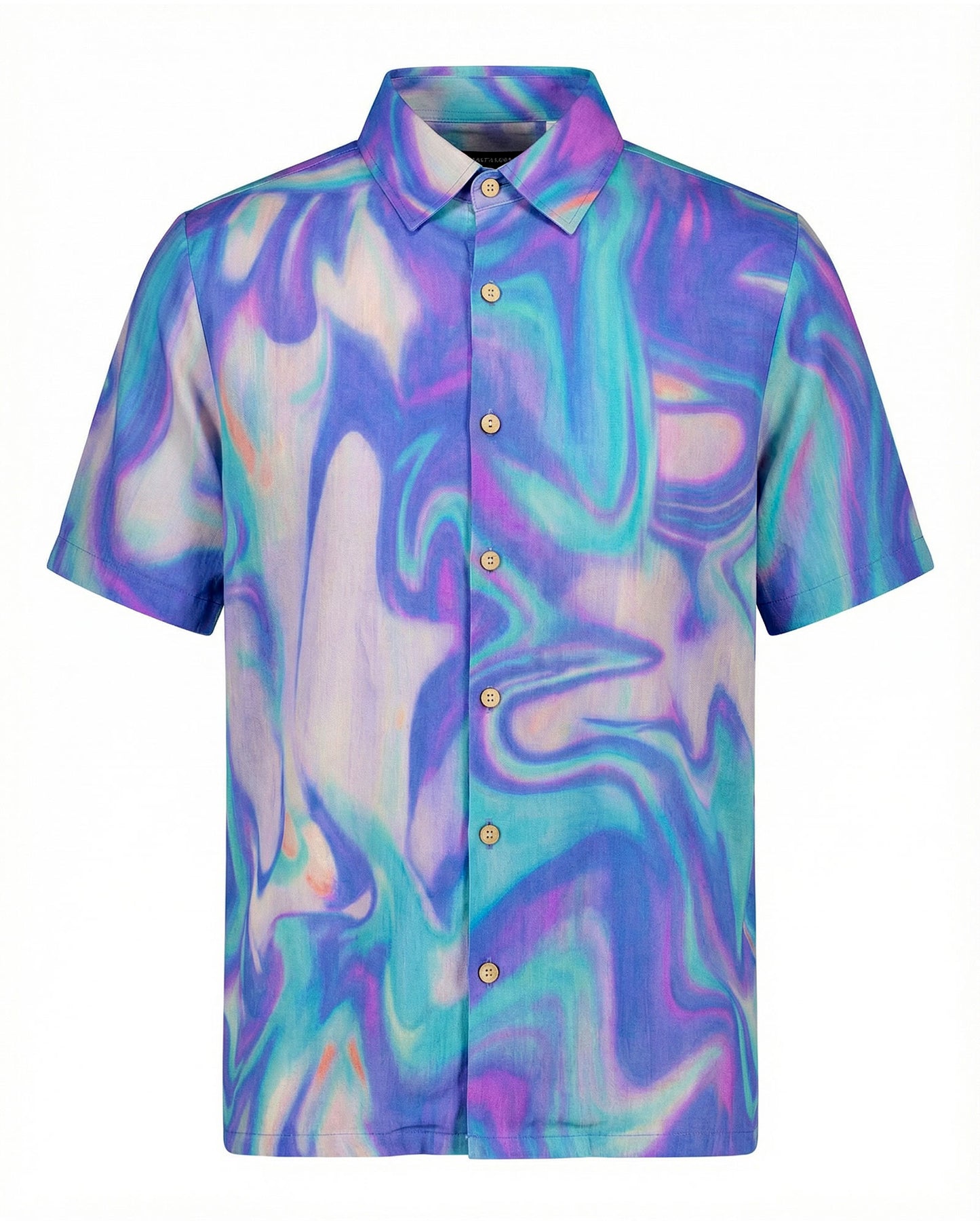 Kalaia-blue-glitch-button-up-shirt