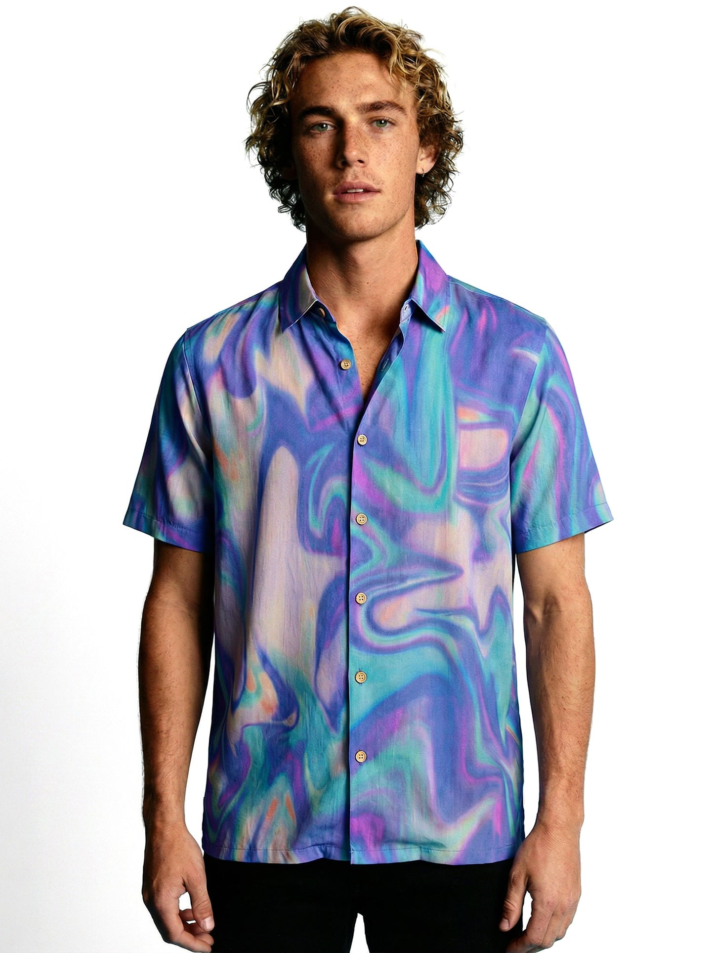Kalaia-men-blue-glitch-button-up-shirt