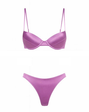 Violet Satin Balconette Bikini Set